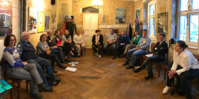 Treffen der Vertreter*innen der BBWA-Geschäftsstellen und der bezirklichen EU-Beauftragten Ende April 2019 in der Pankower Brotfabrik